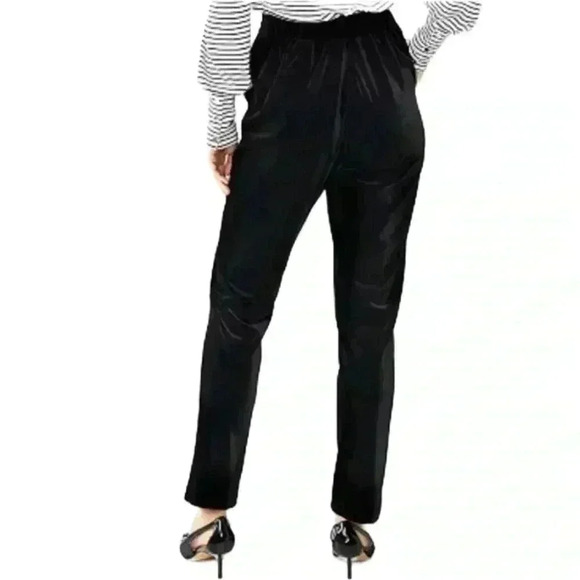 {Draper James} Black Velvet Elastic Waist Loose Pull On Trousers Dress Pants - Picture 2 of 5